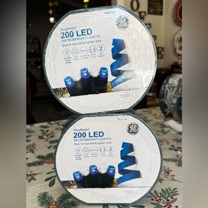 GE "Set of 2" 200Ct LED 41.4-ft Blue & Cool White Microbright Lights Green Wire